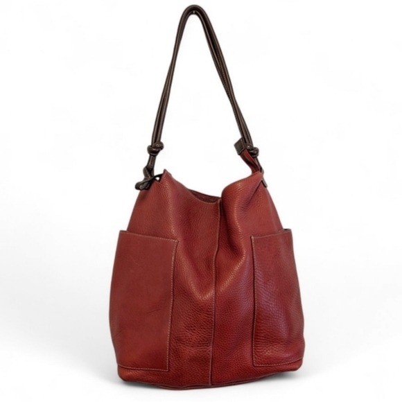 Sundance Handbags - SUNDANCE Red Leather Slouch Bag Large Shoulder Purse Pockets Slouch